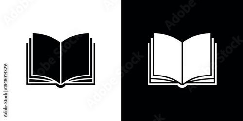 Black and white open book on contrasting backgrounds
