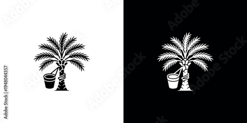 Black and white palm tree on contrasting backgrounds 1