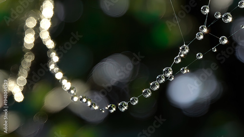 radial. Dew drops in a circular pattern along delicate spider web threads. wildlife magazines, conservation campaigns, designed for wildlife conservation campaigns, supports conservation.
