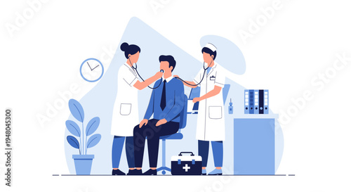 Doctors examining patient, medical checkup, healthcare, clinic, hospital, doctor, nurse, patient, medical examination