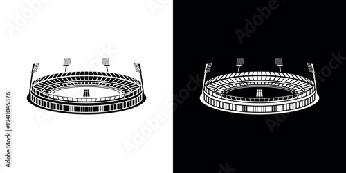 Black and white stadium on white and black backgrounds