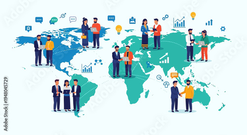 Global Business Team Collaboration Concept Illustration.