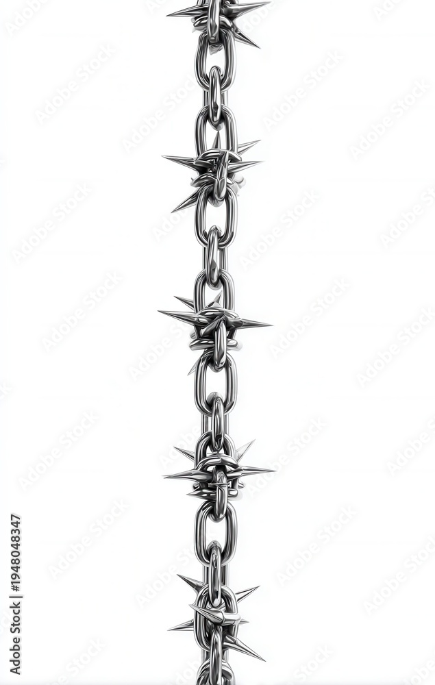 Fototapeta premium Stylish spiked silver chain with sharp detailing for bold accessories