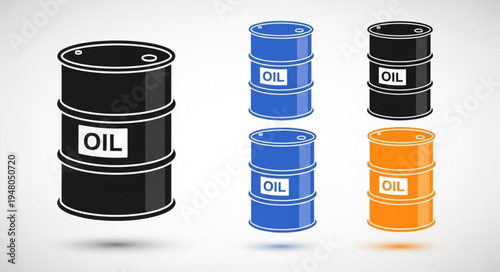 Oil Barrels - A Collection of Colorful Industrial Containers.