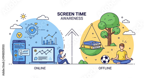Person Meditating Offline with Screen Awareness.