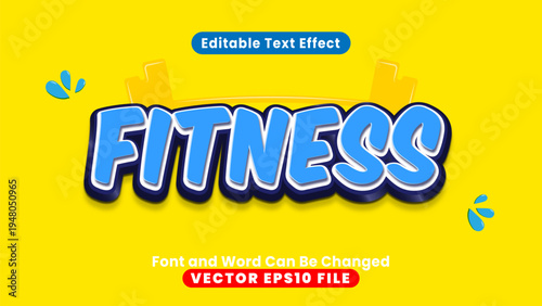 3d editable fitness cartoon style  text effect