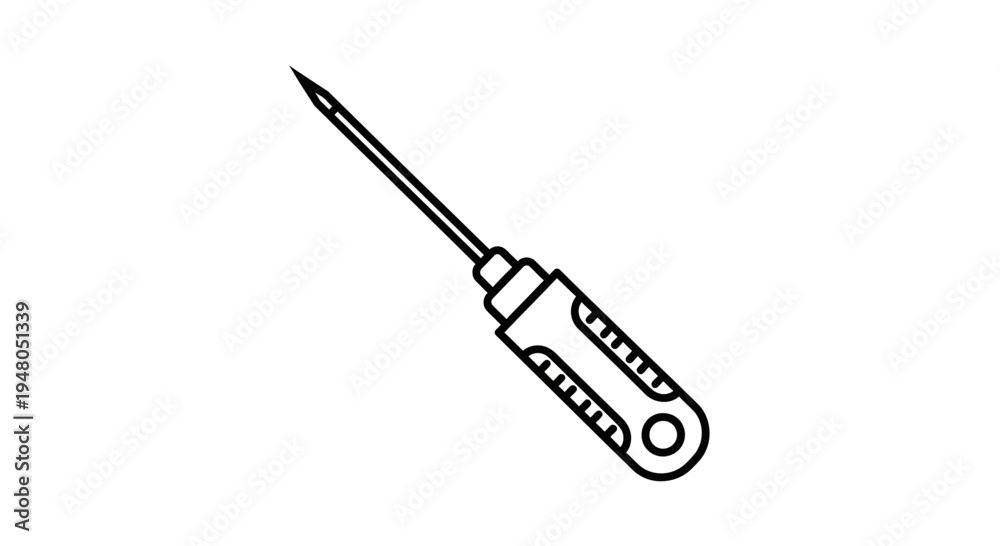 Obraz premium Screwdriver Tool Icon, Simple Line Art, Isolated on White Background