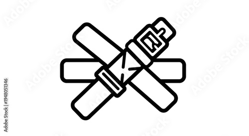 Seat Belt Icon, Safety Symbol, Crossed Straps, Car Safety, Warning Sign