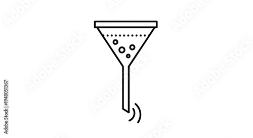 Simple Funnel with Bubbles and Dripping Liquid, Scientific or Chemical Process Icon