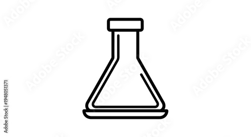 Simple Line Art Icon of a Laboratory Flask on White Background