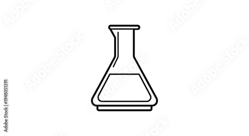 Simple Line Art Icon of a Laboratory Flask with Liquid