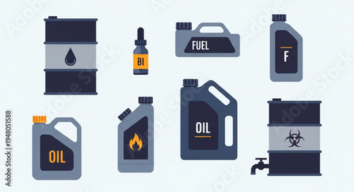 Oil and Fuel Containers - A Collection of Essential Liquids.
