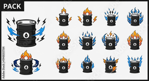 Oil Barrel Pack - Energy, Power, and Industrial Icons.