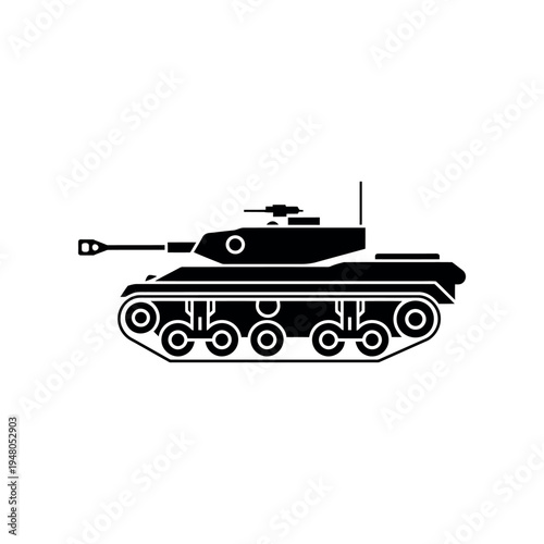Black silhouette military tank vehicle