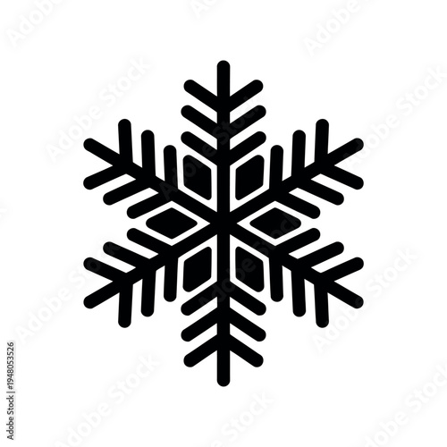 Black snowflake on white background winter symbol