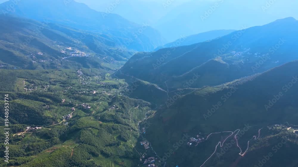 custom made wallpaper toronto digital4K Aerial View of Yunnan Plateau Canyon and Mountain Ranges