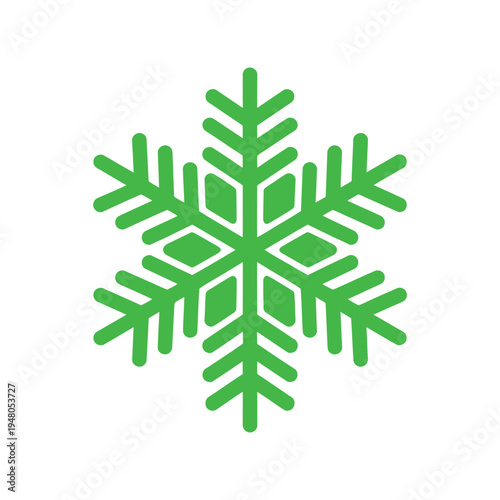 Green snowflake on white background symbol