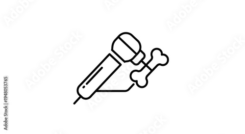 Microphone and Bone Icon: Music, Rock and Roll, Animal Sound, Podcast, Voice Recording