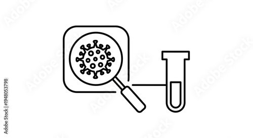 Microscope Magnifying Coronavirus Icon, Medical Research and Testing Concept
