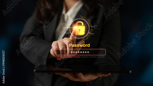 Canvas Print A concept of user authentication and password security