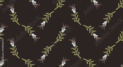 Vintage wildflower repeat delicate abstract floral seamless pattern.