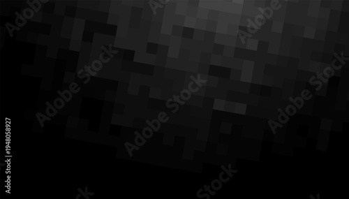 Abstract Dark Pixel Mosaic Background with Black and Gray Gradient Squares, Minimal Monochrome Geometric Texture, Modern Digital Technology Wallpaper for UI Design and Futuristic Backdrop