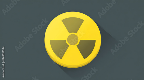 Free Download Abstract Yellow Hazard Symbol with Long Shadow on a Dark Gray Background, Flat Design Danger Icon Representing Warning and Caution - GFXLoad