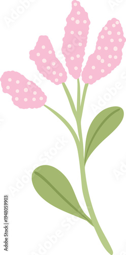 Cute Pink Bud Flower Botanical Illustration