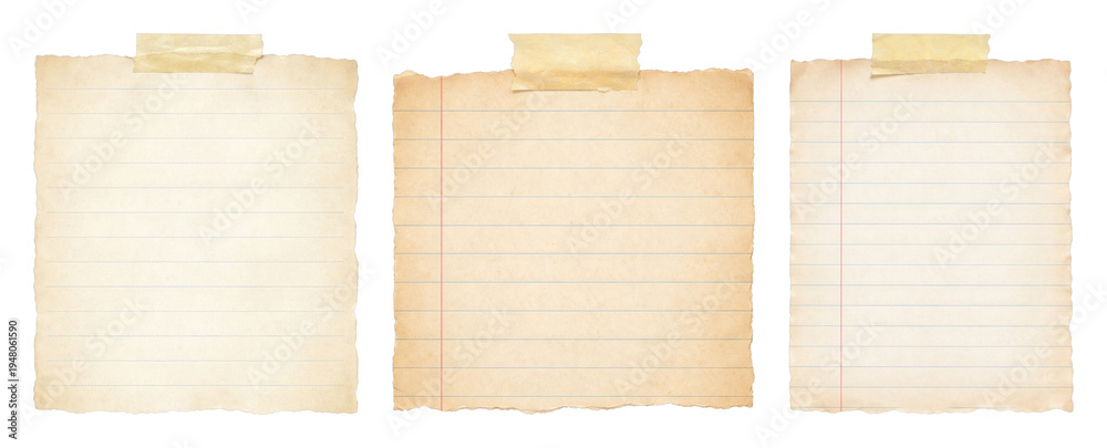Fototapeta premium PNG Vintage paper notes collection on transparent background