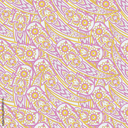 floral vector illustration in damask style. ethnic background