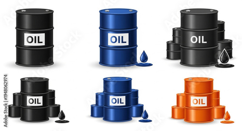 Oil Barrels - A Collection of Colorful Containers for Petroleum Products.