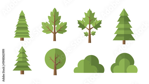 A collection of various green trees and foliage in a natural setting