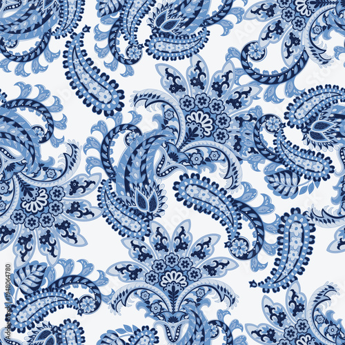 Vector textile print. Seamless Design for covers, fabrics, textiles, wrapping paper. Vector pattern Paisley Indian motifs and decorative floral elements