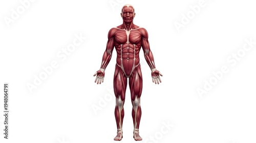 Full body muscular male anatomy illustration standing