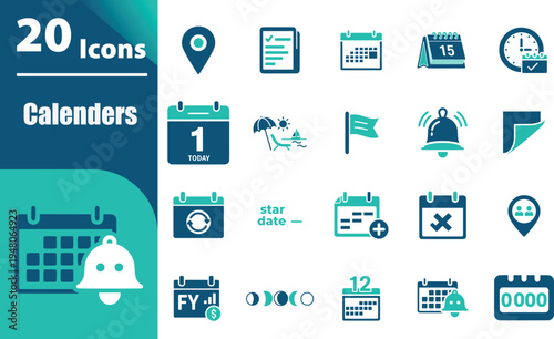 Calendar icons for organization and planning.