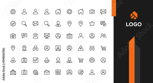 Collection of various modern flat icons.