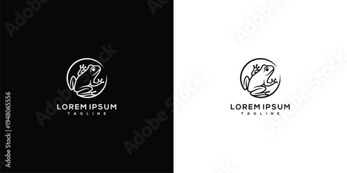 Sleek Frog Logo Vector - Modern Line Art Amphibian Icon for Nature and Business Branding.