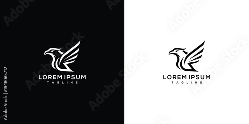 Powerful Eagle Bird Logo Design. Modern Minimalist Vector Animal Symbol for Business Branding.