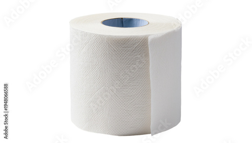 Isolated roll of soft white toilet paper or kitchen towel for hygiene and cleaning tasks.