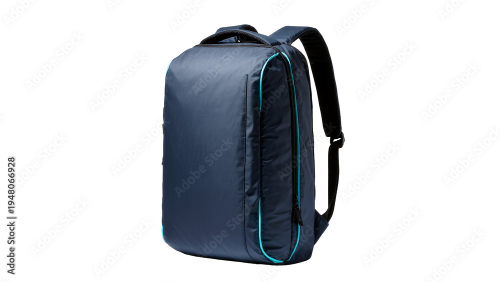 Fototapeta premium Isolated dark blue modern sleek professional tech laptop backpack with stylish blue accents