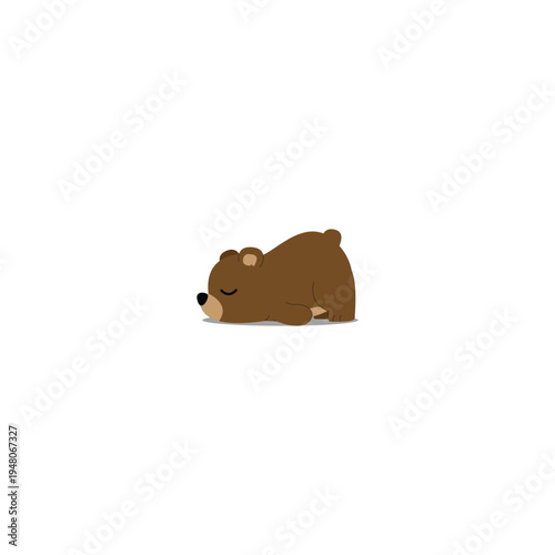 Cute lazy bear sleeping flat design style, vector illustration