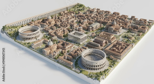 Ancient Roman Colosseum Model Architecture.