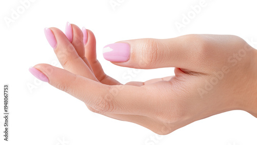 Картината върху платно Isolated female hand with elegant pink french manicure nails and graceful gestur