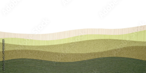 Abstract layered landscape background with green hills and textured wavy lines vector illustration for modern design