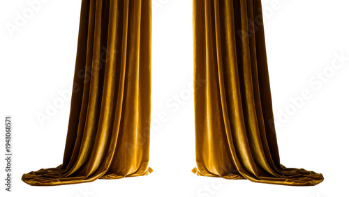 Canvastavla Isolated luxurious golden velvet curtains open stage drapes with rich texture