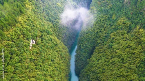 Wallpaper Mural 4K Aerial View of Misty Karst Landscape with Canyon and River Torontodigital.ca