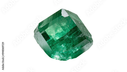 Canvastavla Isolated natural raw emerald crystal gemstone mineral specimen with brilliant green color