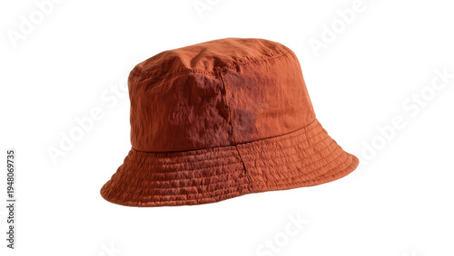 Tableau sur toile Isolated stylish crumpled terracotta fabric bucket hat, a trendy headwear access