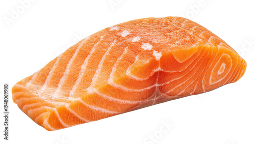 Tableau sur toile Isolated fresh raw salmon fish fillet steak with beautiful orange flesh ready fo