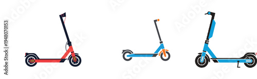 E-scooter symbol, flat vector design, clean minimal shapes, contemporary urban mobility icon, white backdrop.